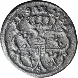 RRR-, August III Sas, Szeląg 1751 S, szeroka korona