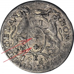 RR-, August III Sas, Szóstak 1763, Gdańsk, małe krzyże