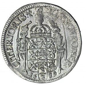 R-, Pomorze, Karol XI, 2/3 talara (Gulden) 1689, ILA, Szczecin, PIĘKNY