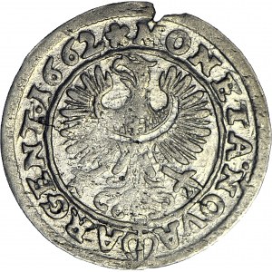 RRR-, Śląsk, Jerzy III Brzeski, 3 krajcary 1662, BRZEG, niespotykana legenda otokowa na awersie.