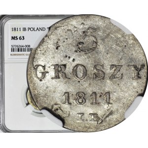 Księstwo Warszawskie, 5 groszy 1811 IS, przebite na 1/24 talara, mennicze