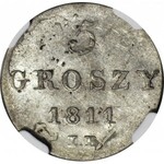 Księstwo Warszawskie, 5 groszy 1811 IS, przebite na 1/24 talara, mennicze