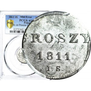 Księstwo Warszawskie, 5 groszy 1811 IS, przebite na 1/24 talara, piękne