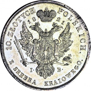 RR-, Królestwo Polskie, Aleksander I, 10 złotych 1821, Warszawa, PIĘKNY