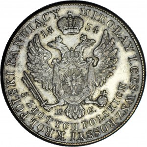 RR-, Królestwo Polskie, Aleksander I, 5 złotych 1834 K-G, bardzo rzadkie