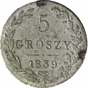 R-, Królestwo Polskie, 5 groszy 1839, rzadki rocznik