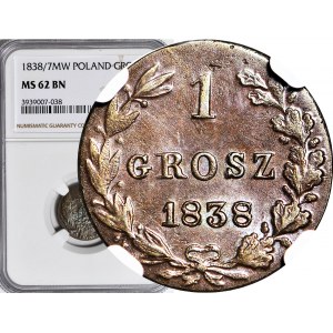 RR-, Królestwo Polskie, 1 grosz 1838/1837 MW