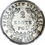 RRR-, Powstanie Listopadowe, 2 złote 1831, PROSTA KRESKA w Ł, 2xrzadsze od ZLOTE