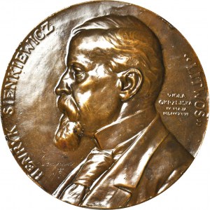 Medal brąz, Henryk Sienkiewicz, 1900r, QUO VADIS, wielki 77mm