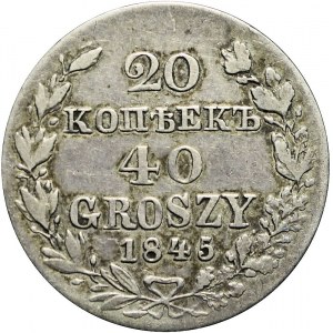 RR-, Zabór Rosyjski, 40 groszy = 20 kopiejek 1845, Warszawa