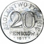 RR-, Królestwo Polskie, 20 fenigów 1917, LUSTRZANE