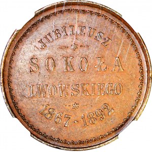 RRR-, Medal 1892, 25-lecie Sokoła Lwowskiego, LWÓW, bardzo rzadki