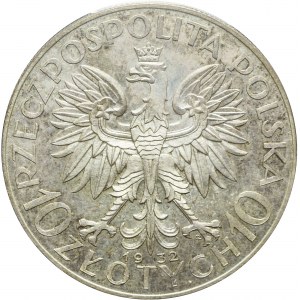 RR-, PRÓBA, 10 złotych 1932, Głowa kobiety, Warszawa