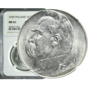 10 złotych 1939, Piłsudski, mennicze