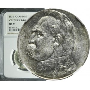 5 złotych 1934, Piłsudski, urzędowy, menniczy