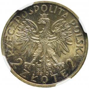 2 złote 1933, Głowa, mennicze
