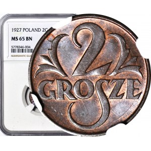 2 grosze 1927, mennicze, kolor BN