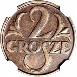 2 grosze 1932, mennicze, kolor BN