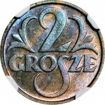 2 grosze 1933, mennicze, kolor BN