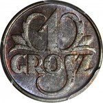 1 grosz 1932, menniczy, kolor BN