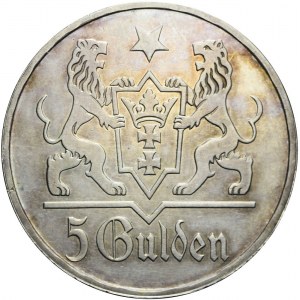 RR-, WMG, 5 guldenów 1923, STEMPEL LUSTRZANY