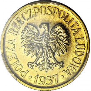 RR-, 50 groszy 1957, PRÓBA, MOSIĄDZ, nakład 100szt., rzadkość, c.a.