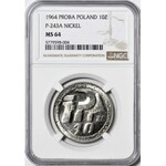 10 złotych 1964, Sierp i kielnia, bez znaku mennicy, PRÓBA, nikiel