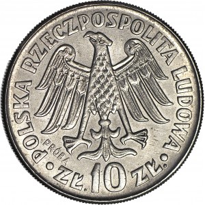 10 złotych 1964, Kazimierz Wielki - wypukły, napis na awersie PRÓBA, nikiel