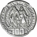 100 złotych 1960, PRÓBA nikiel, Mieszko i Dąbrówka, kratka w tle, napis prosto