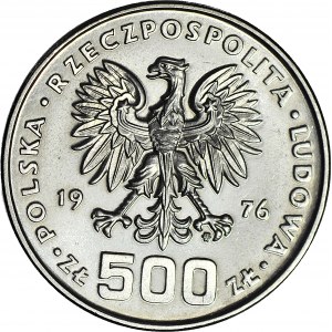 500 złotych 1976, PRÓBA, nikiel, Kazimierz Pułaski, profil