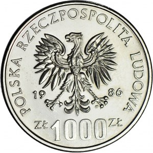 1000 złotych 1986, PRÓBA, nikiel, Narodowy Czyn Pomocy Szkole