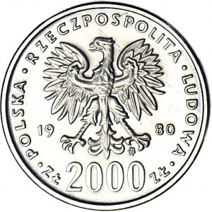 2000 złotych 1980, PRÓBA, nikiel, Lake Placid