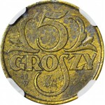 RR-, PRÓBA, 5 grosze 1923, Warszawa, mosiądz, 12/IV SW 24