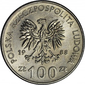 RR-, 100 złotych 1988, Jadwiga DESTRUKT - DOUBLE DIE, podwójny monogram projektanta