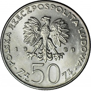 RR-, 50 złotych 1981, Bolesław Chrobry, DESTRUKT - oznaczenie blachy na rewersie