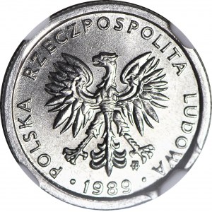 R-, 1 złoty 1989, DESTRUKT - błąd wykrojnika