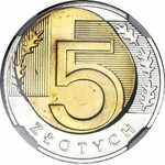 R-, 5 złotych 2015, DESTRUKT - rozlany rdzeń na rewersie