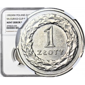 R-, 1 złoty 2009, DESTRUKT, poczwórny błąd wykrojnika, menniczy