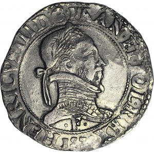 R-, Henryk Walezy, Król Polski, Frank 1578 F, Angers, piękny, z rzadkiej mennicy