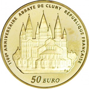 Francja, 50 euro 2010, Opactwo w Cluny, 1100-lecia Republiki Francuskiej