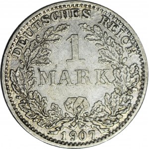 Allemagne, 1 mark 1907 A, faux d'époque, argent, battu - timbres gravés à la main