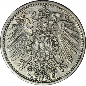Niemcy, 1 marka 1907 A, fałszerstwo z epoki, srebro, bite - stemple ręcznie grawerowane