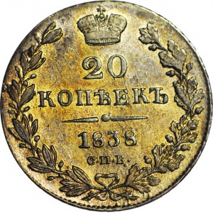 Rosja, Mikołaj I, 20 kopiejek 1838 СПБ-НГ