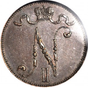 Finlandia, Okupacja rosyjska, Mikołaj II, 5 Pennia 1898, rzadki rocznik