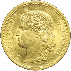 Szwajcaria, 20 franków 1883, bardzo ładne
