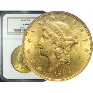 Stany Zjednoczone Ameryki (USA), 20 dolarów 1904, Liberty Head, Filadelfia, mennicze