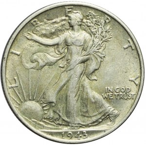Stany Zjednoczone Ameryki (USA), 1/2 dolara, typ Walking Liberty, 1943, Filadelfia