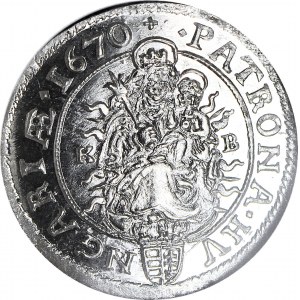 Węgry, Leopold I, 6 krajcarów 1670-KB, Kremnica, WYŚMIENITE