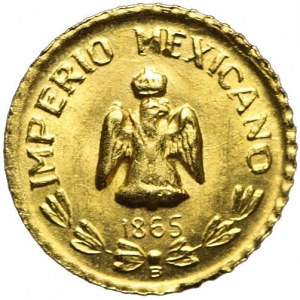 Meksyk, Maksymilian I, 1 peso 1865, złoto