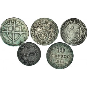 Zestaw 5 monet srebrnych polski królewskiej